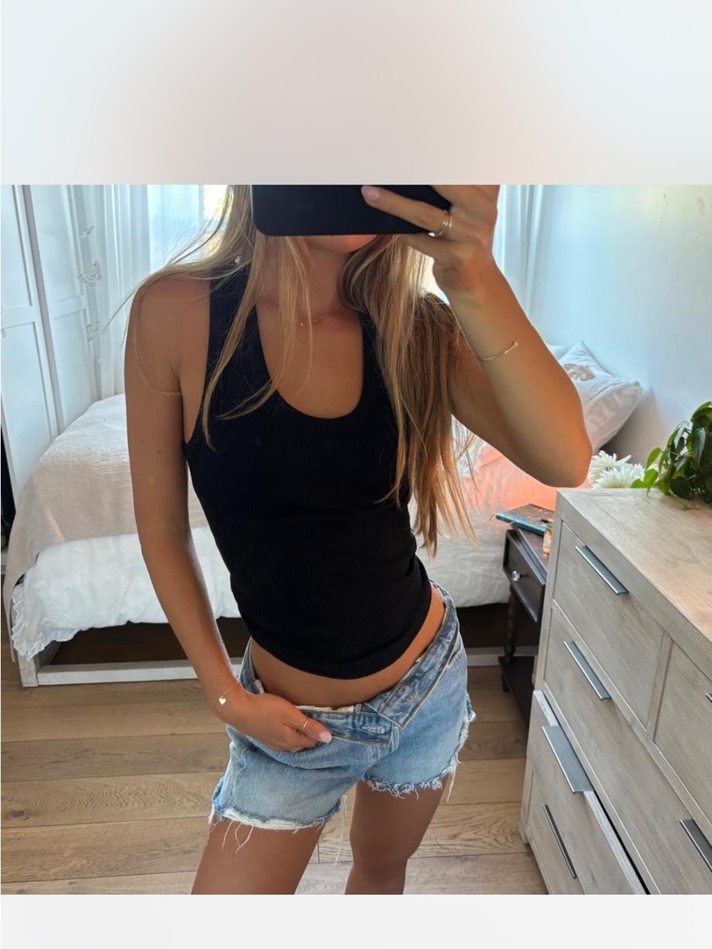 Agolde Black Ribbed Tank Top